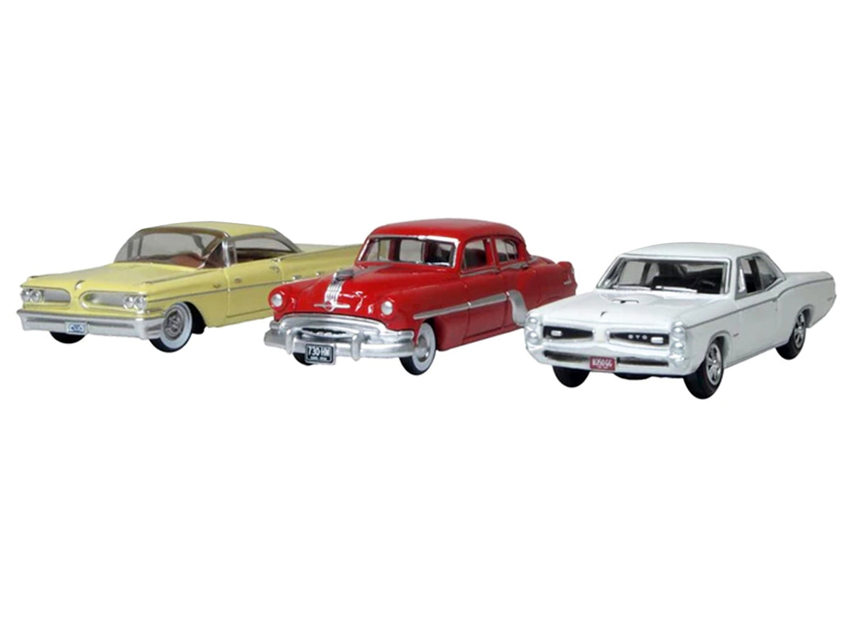 Pontiac Set of 3 Cars "100th Anniversary 2026" 1/87 (HO) Scale Diecast Model Cars