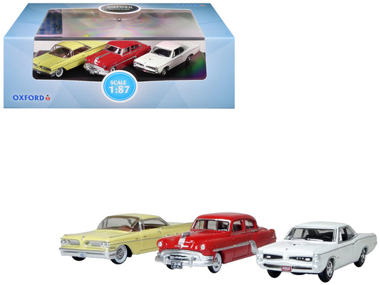 Pontiac Set of 3 Cars "100th Anniversary 2026" 1/87 (HO) Scale Diecast Model Cars