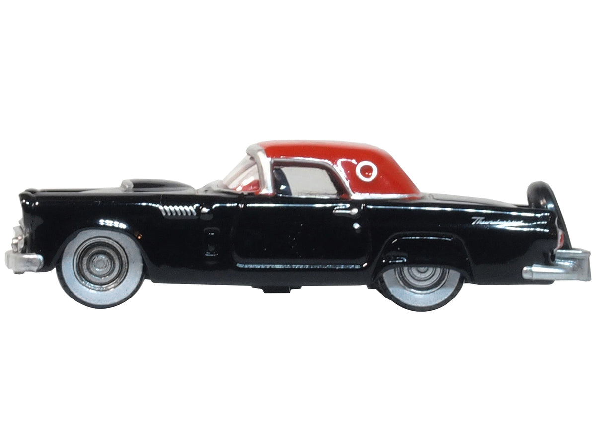 1956 Ford Thunderbird Raven Black with Fiesta Red Top 1/87 (HO) Scale Diecast Model Car