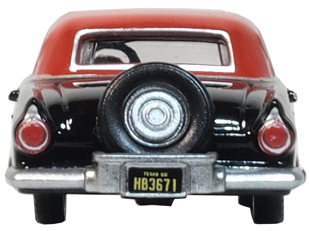 1956 Ford Thunderbird Raven Black with Fiesta Red Top 1/87 (HO) Scale Diecast Model Car