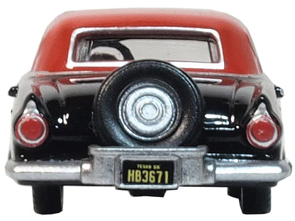 1956 Ford Thunderbird Raven Black with Fiesta Red Top 1/87 (HO) Scale Diecast Model Car