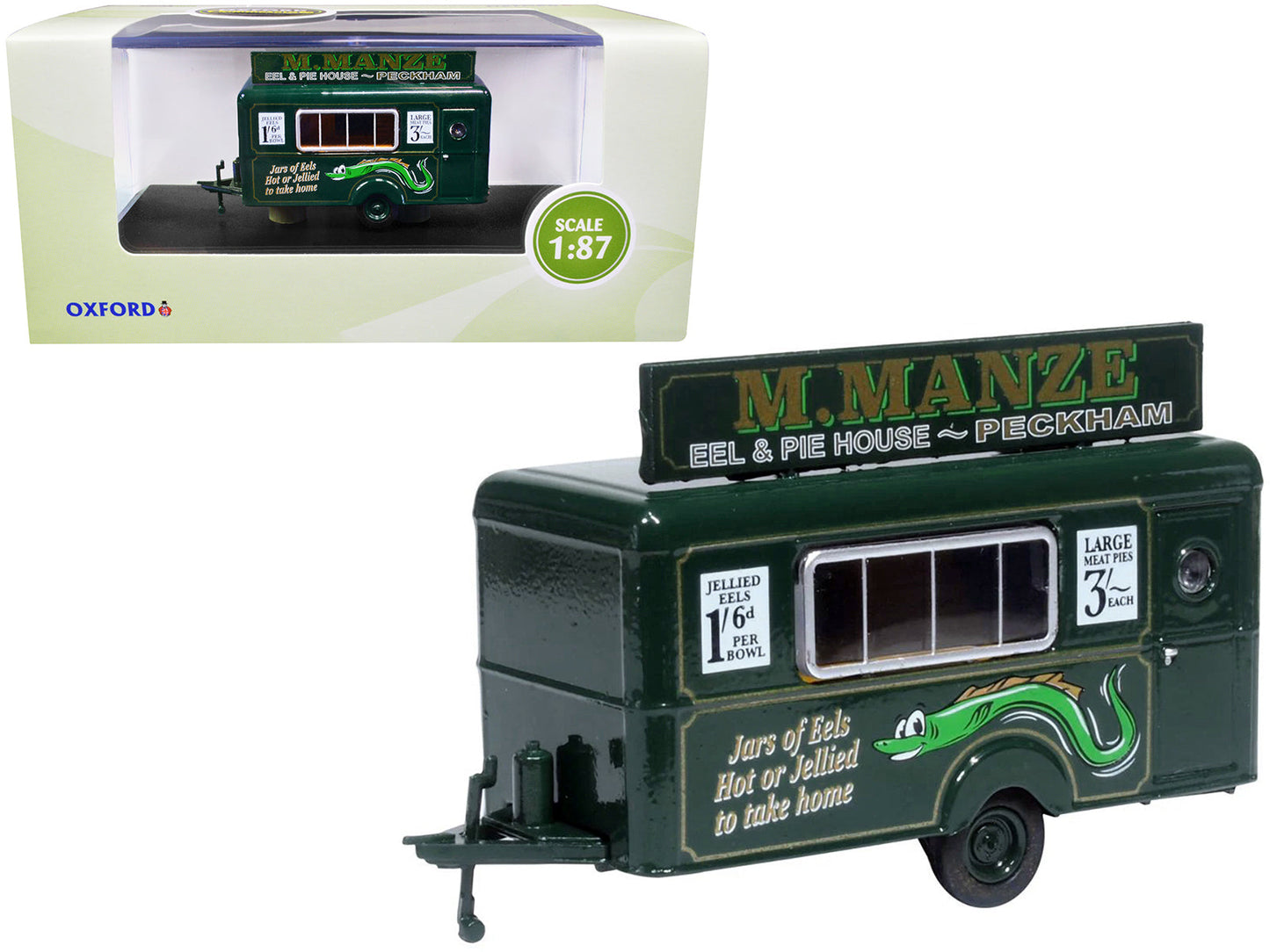 Mobile Food Trailer "M. Manze Eel and Pie House - Peckham" 1/87 (HO) Scale Diecast Model