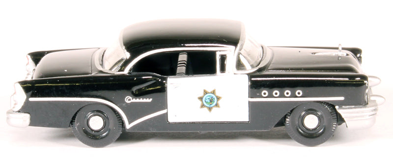 1955 Buick Century "California Highway Patrol" (CHP) Black 1/87 (HO) Scale Diecast Model Car