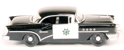 1955 Buick Century "California Highway Patrol" (CHP) Black 1/87 (HO) Scale Diecast Model Car