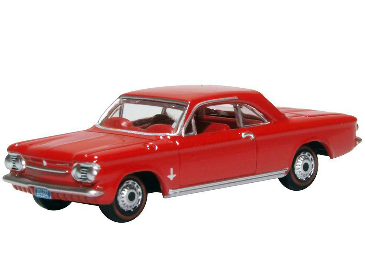 1963 Chevrolet Corvair Coupe Riverside Red with Red Interior 1/87 (HO) Scale Diecast Model Car