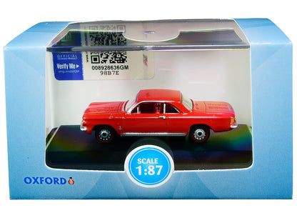 1963 Chevrolet Corvair Coupe Riverside Red with Red Interior 1/87 (HO) Scale Diecast Model Car
