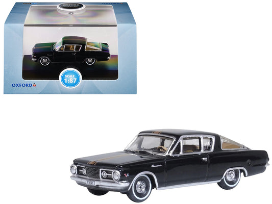 1965 Plymouth Barracuda Black with Gold Stripes 1/87 (HO) Scale Diecast Model Car