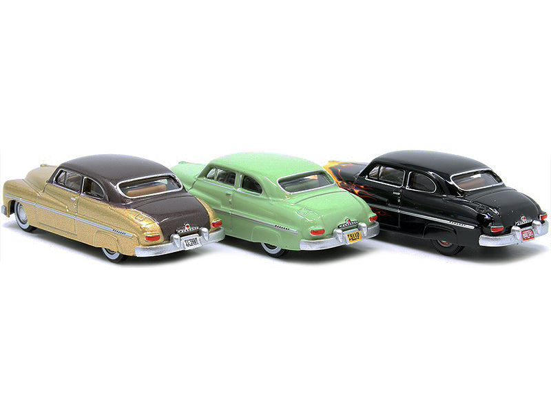 1949 Mercury Set of 3 Cars "70th Anniversary" 1/87 (HO) Scale Diecast Model Cars