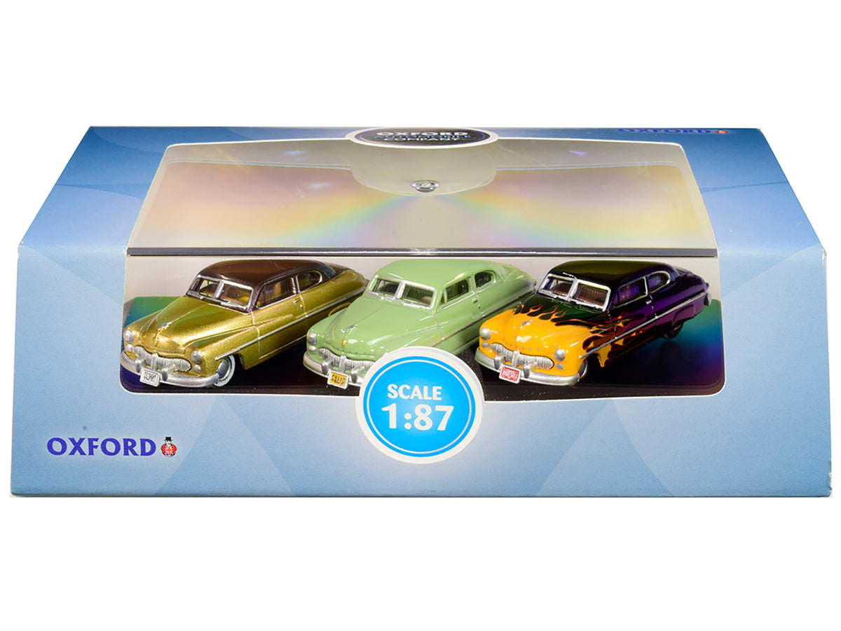 1949 Mercury Set of 3 Cars "70th Anniversary" 1/87 (HO) Scale Diecast Model Cars