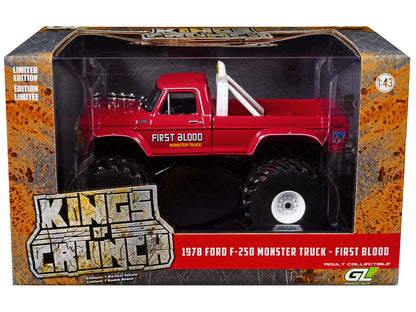 1978 Ford F-250 Monster Truck with 66-Inch Tires "First Blood" Red "Kings of Crunch" Series 1/43 Diecast Model Car