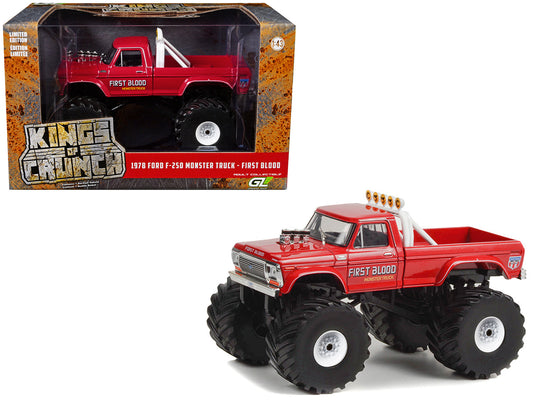 1978 Ford F-250 Monster Truck with 66-Inch Tires "First Blood" Red "Kings of Crunch" Series 1/43 Diecast Model Car