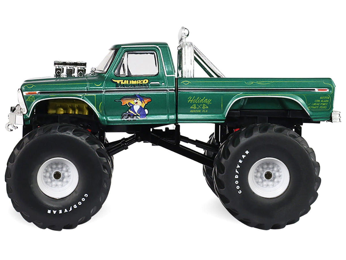 1975 Ford F-250 Monster Truck with 66-Inch Tires "Thumper" Green Metallic "Kings of Crunch" Series 1/43 Diecast Model Car
