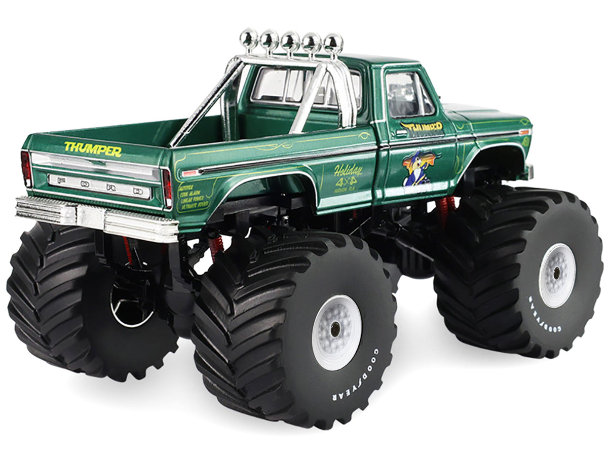 1975 Ford F-250 Monster Truck with 66-Inch Tires "Thumper" Green Metallic "Kings of Crunch" Series 1/43 Diecast Model Car