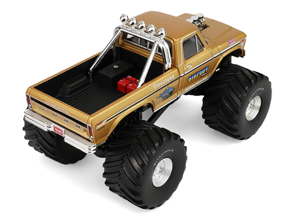 1979 Ford F-250 Monster Truck "Bigfoot #1 50th Anniversary" Gold Metallic "Kings of Crunch" Series 1/43 Diecast Model Car