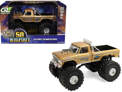 1979 Ford F-250 Monster Truck "Bigfoot #1 50th Anniversary" Gold Metallic "Kings of Crunch" Series 1/43 Diecast Model Car