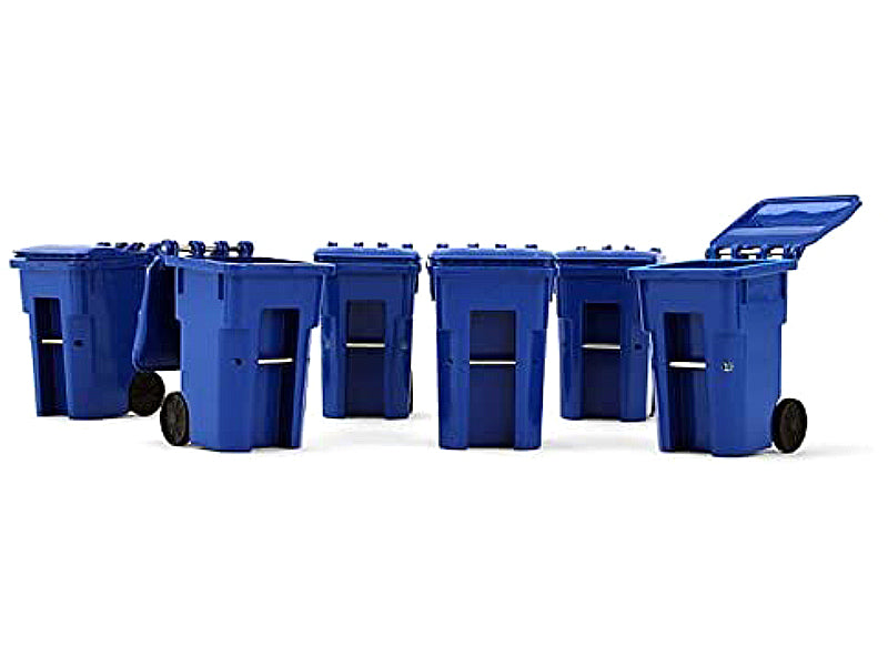 Set of 6 Blue Garbage Trash Bin Containers Replica 1/34 Models