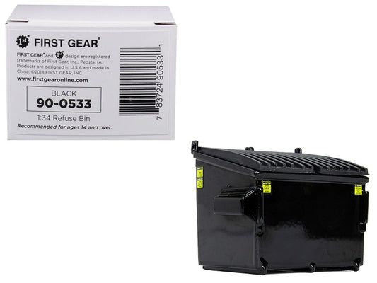 Refuse Trash Bin Black 1/34 Diecast Model