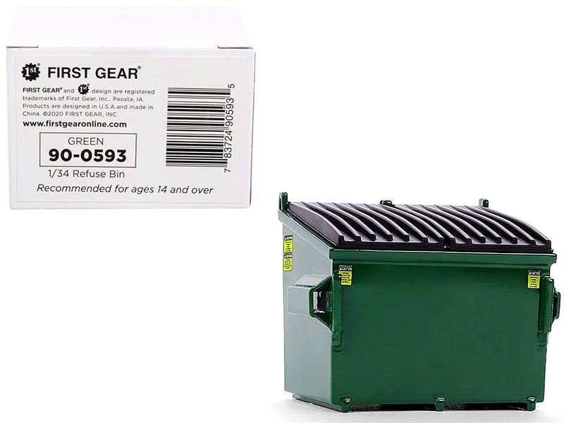 Refuse Trash Bin Green 1/34 Diecast Model