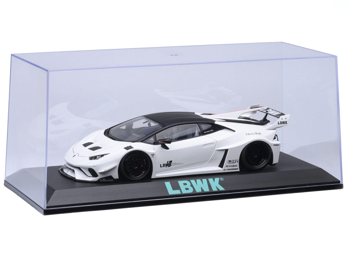 Collectible Display Show Case with Black Plastic Base and Green "LBWK" Logo for 1/18-1/24 Scale Model Cars