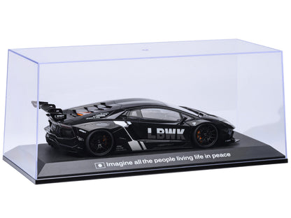 Collectible Display Show Case with Black Plastic Base and Gold "LBWK" Logo for 1/18-1/24 Scale Model Cars
