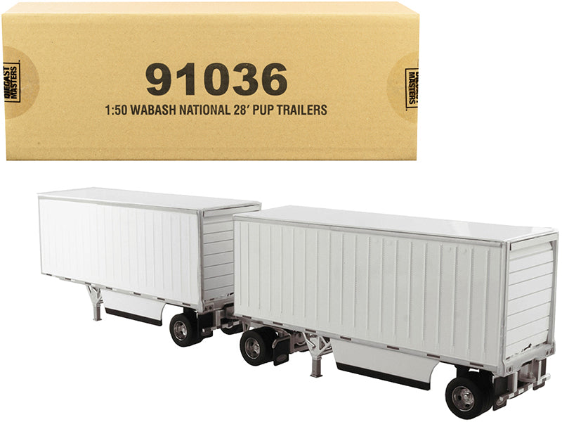 Wabash National 28' Double Pup Trailers White "Transport Series" 1/50 Diecast Model
