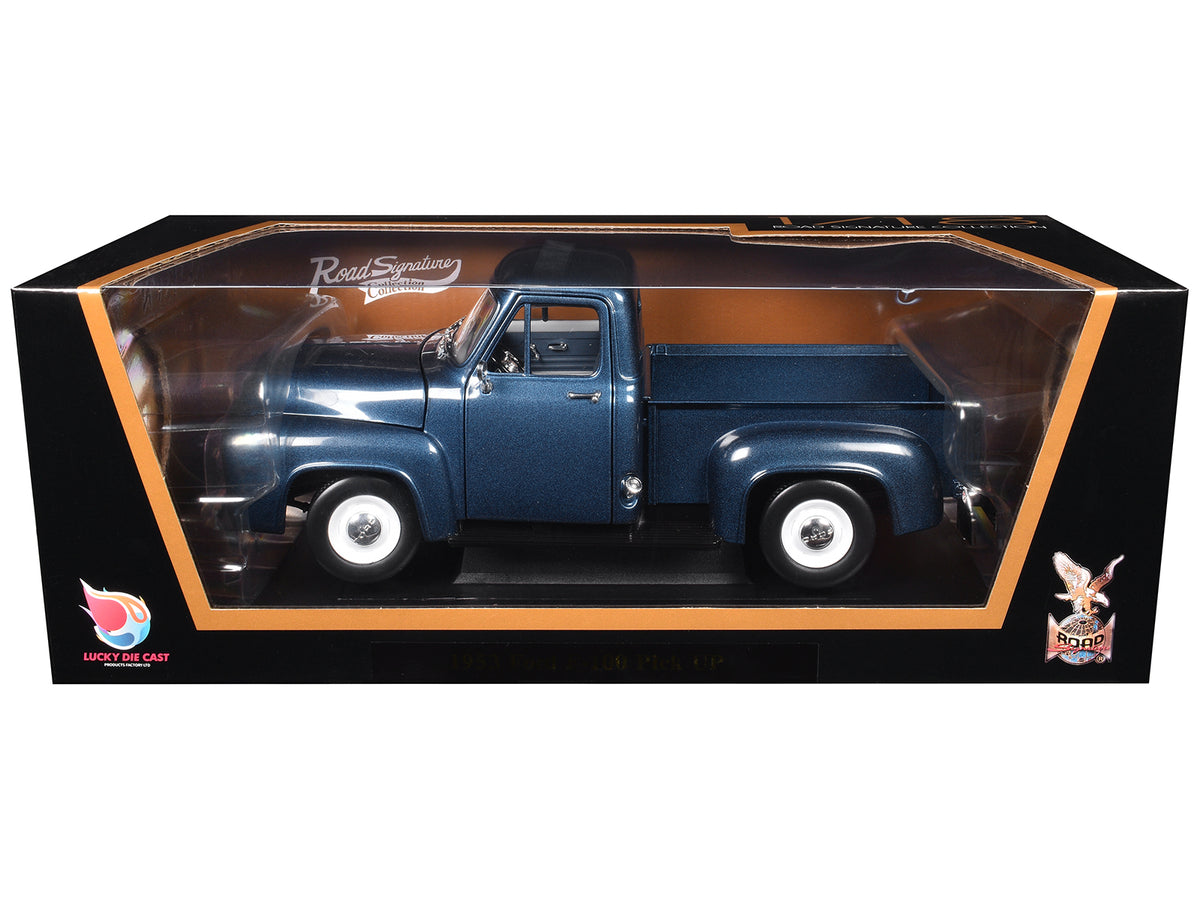 1953 Ford F-100 Pickup Dark Blue 1/18 Diecast Model Car