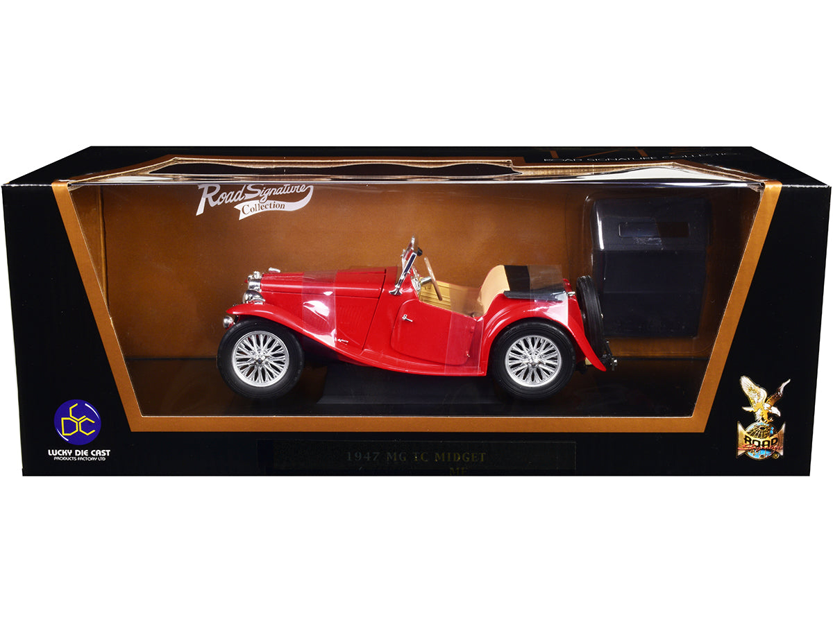 1947 MG TC Midget Red 1/18 Diecast Model Car