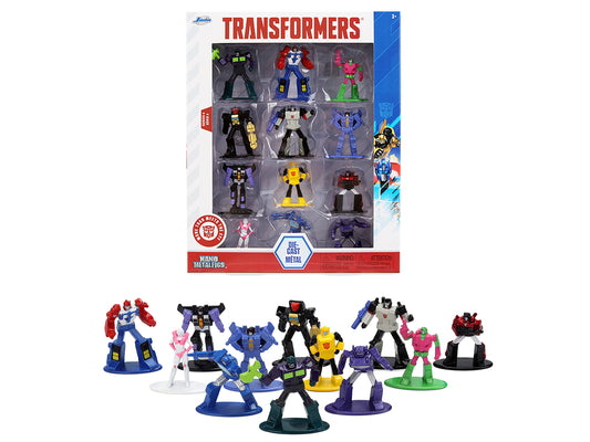 Set of 12 Diecast Figures "Transformers" Franchise "Nano Metalfigs" Series Diecast Models