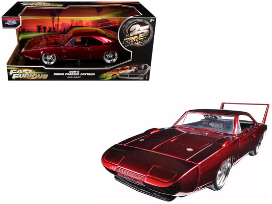 1969 Dodge Charger Daytona Red "Fast & Furious 6" (2013) Movie "25 Years of Fast & Furious" Series 1/24 Diecast Model Car