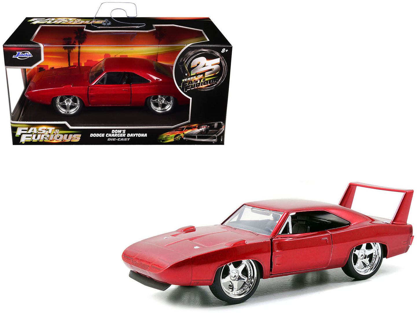 Dom's Dodge Charger Daytona Red Metallic "Fast & Furious 6" (2013) Movie "25 Years of Fast & Furious" Series die cast model car