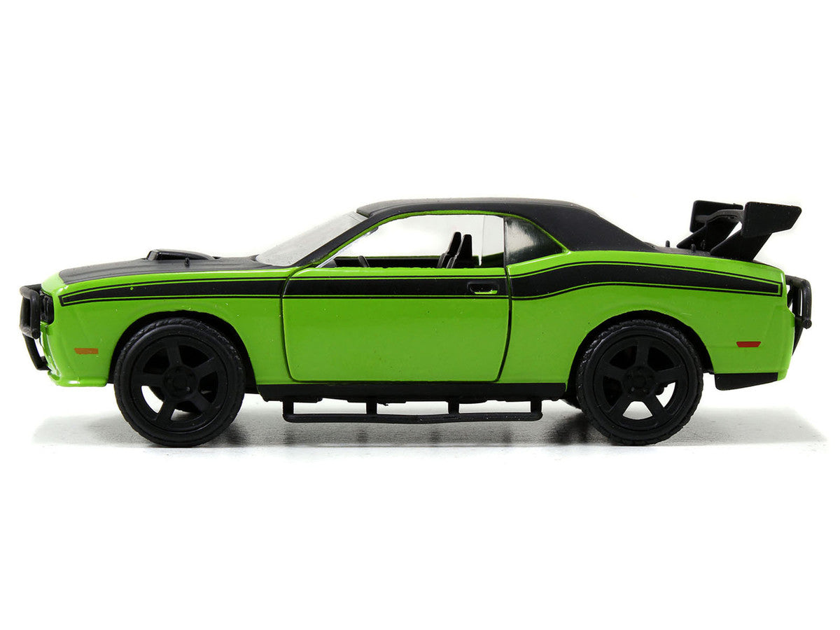 Letty's Dodge Challenger SRT8 Green with Matt Black Top and Hood and Black Stripes "Furious 7" (2015) Movie "Fast & Furious 25th Anniversary" Series 1/32 Diecast Car Model