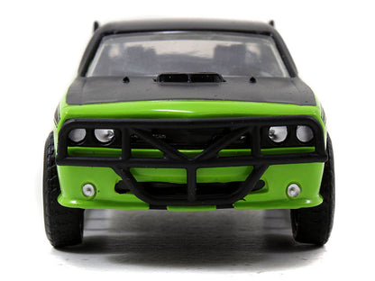 Letty's Dodge Challenger SRT8 Green with Matt Black Top and Hood and Black Stripes "Furious 7" (2015) Movie "Fast & Furious 25th Anniversary" Series 1/32 Diecast Car Model