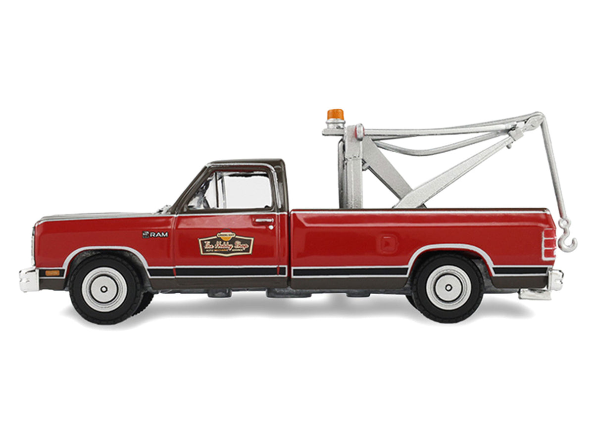 1983 Dodge Ram D-100 Royal SE Tow Truck with Drop-In Tow Hook "Hobby Shop Auto Mechanic" Brown and Red with Work Lights "The Hobby Shop" Series 17 1/64 Diecast Model Car
