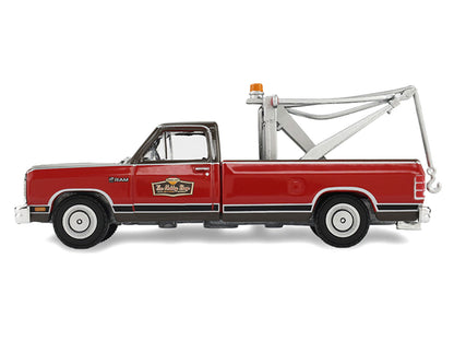1983 Dodge Ram D-100 Royal SE Tow Truck with Drop-In Tow Hook "Hobby Shop Auto Mechanic" Brown and Red with Work Lights "The Hobby Shop" Series 17 1/64 Diecast Model Car