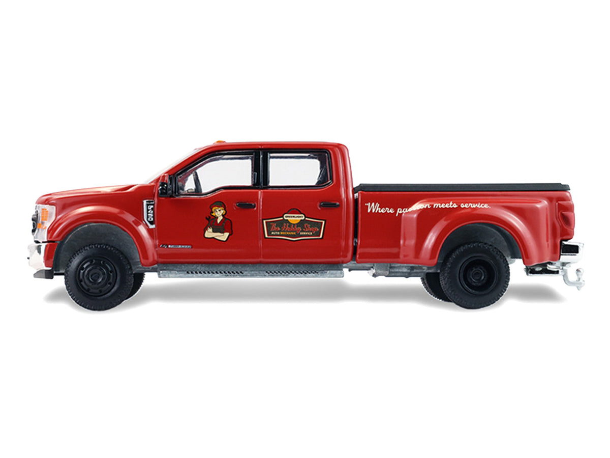 2022 Ford F-450 Dually Pickup Truck "Hobby Shop Auto Mechanic" Red with Mechanic Figure "The Hobby Shop" Series 17 1/64 Diecast Model Car