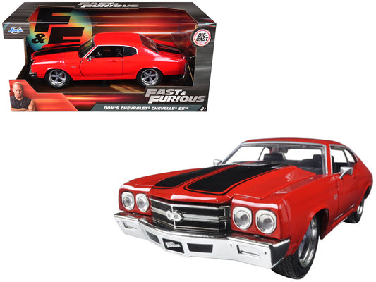 Dom's Chevrolet Chevelle SS Red with Black Stripes "Fast & Furious" Movie 1/24 Diecast Model Car