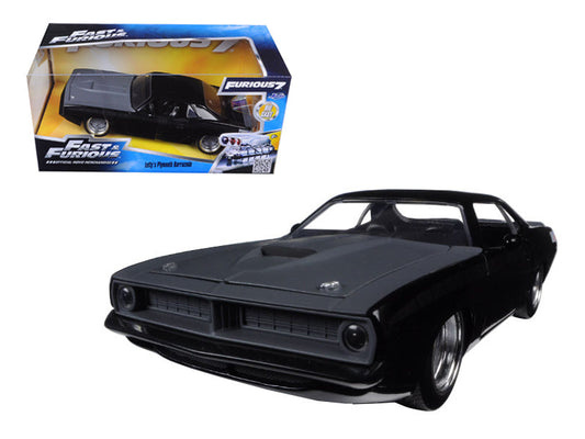 Letty's Plymouth Barracuda Matt Black "Fast & Furious 7" Movie 1/24 Diecast Model Car
