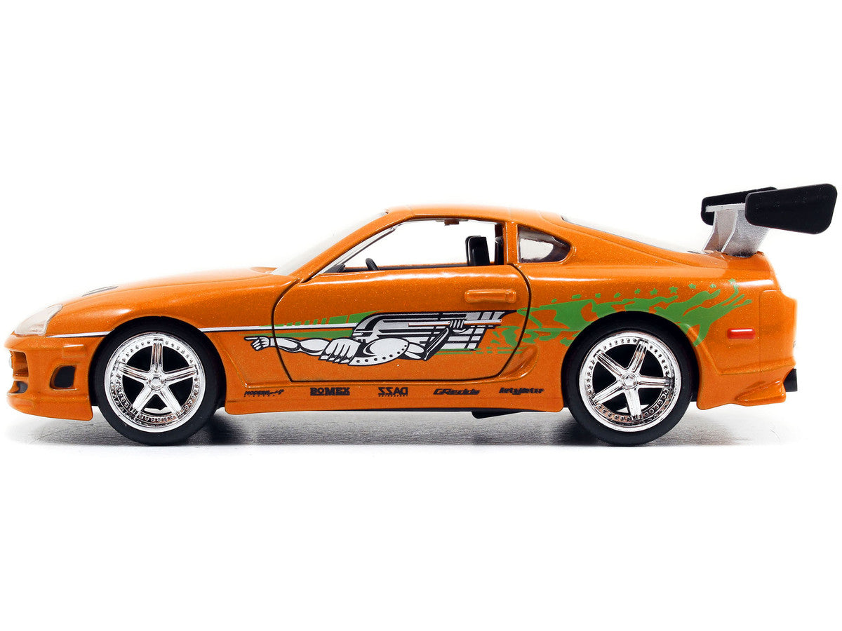 Brian's Toyota Supra Orange with Graphics "The Fast and the Furious" (2001) Movie "Fast & Furious 25th Anniversary" Series 1/32 Diecast Car Model