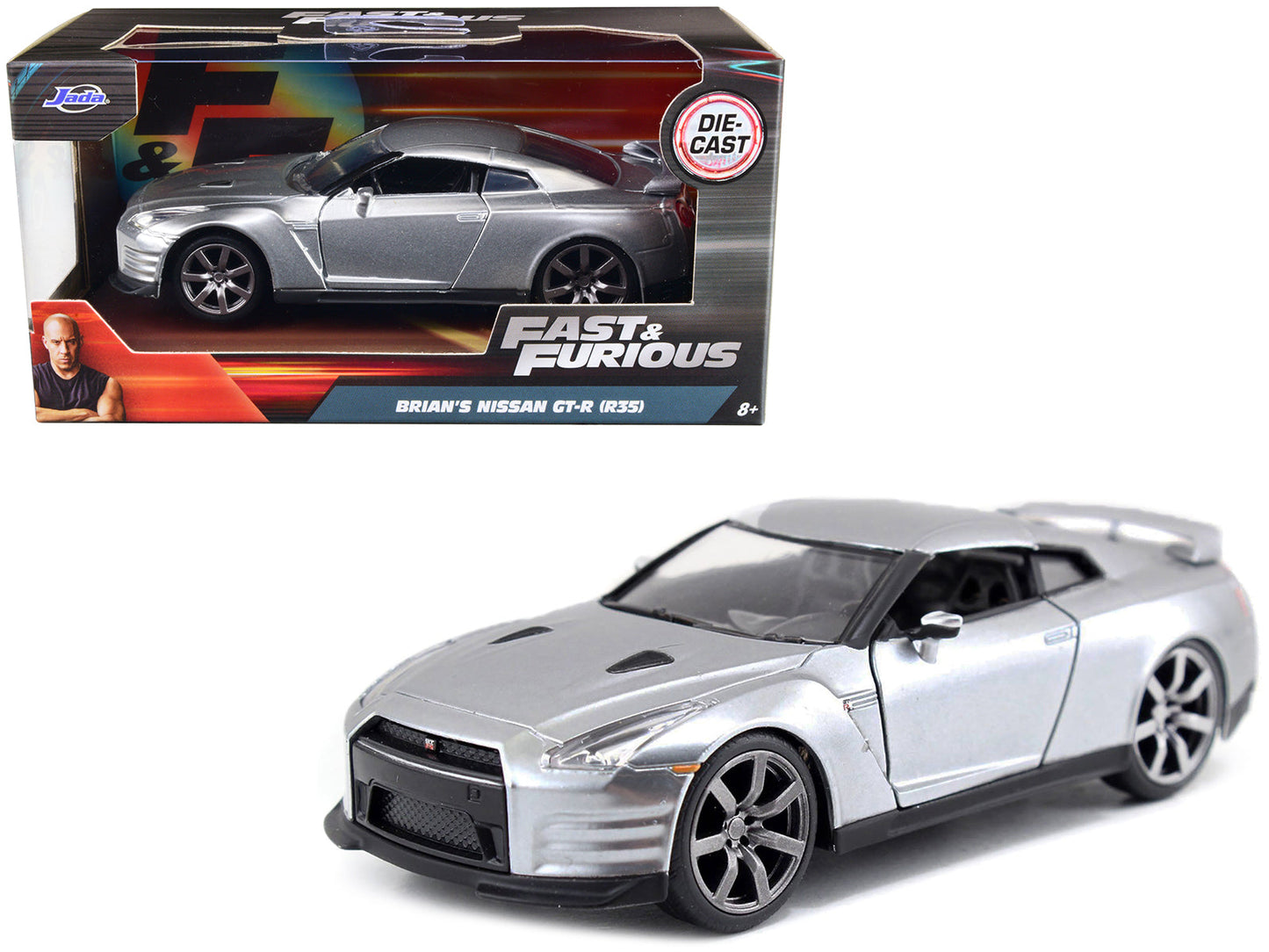 Brian's Nissan GT-R (R35) Silver Metallic "Fast & Furious" Movie 1/32 Diecast Model Car