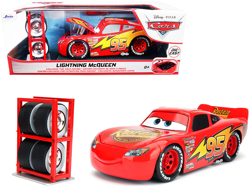 Lightning McQueen #95 Red with Extra Wheels Disney & Pixar "Cars" Movie "Hollywood Rides" Series Diecast Model Car