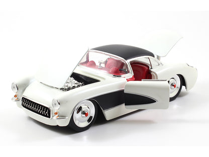 1957 Chevrolet Corvette Satin Cream Metallic with Matt Black Top and Side 1/24 Diecast Model Car