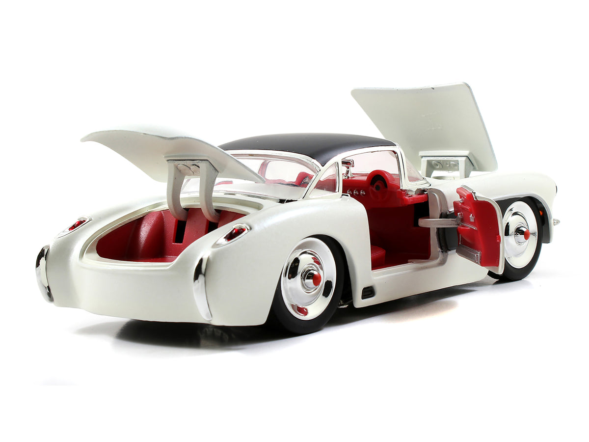 1957 Chevrolet Corvette Satin Cream Metallic with Matt Black Top and Side 1/24 Diecast Model Car