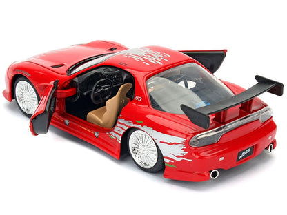 Dom's Mazda RX-7 Red with Graphics "Fast & Furious" Movie 1/32 Diecast Model Car