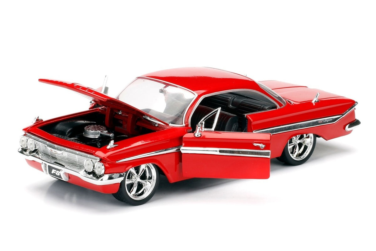 Dom's Chevrolet Impala Red "Fast & Furious F8: The Fate of the Furious" (2017) Movie "25 Years of Fast & Furious" Series 1/24 Diecast Model Car