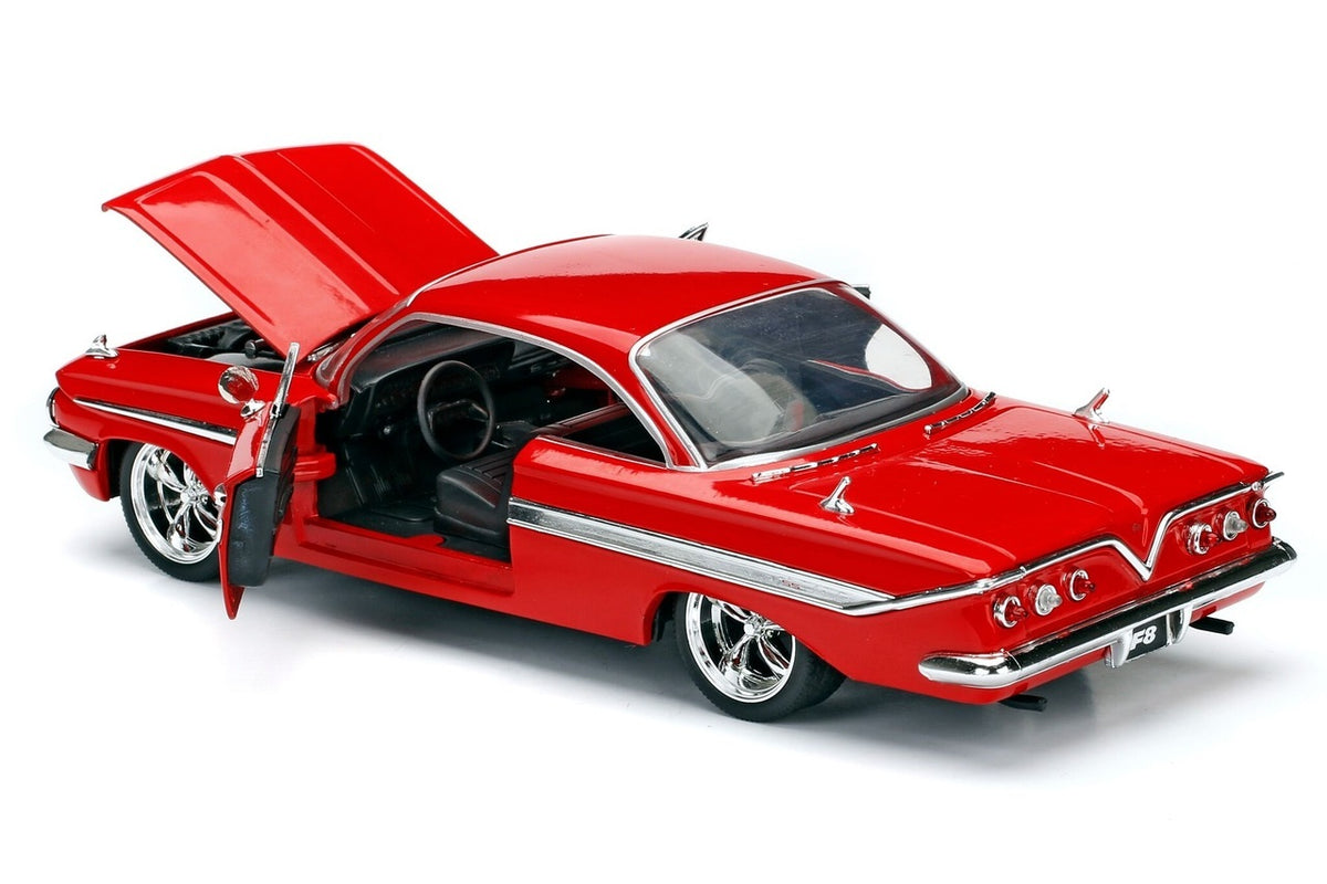 Dom's Chevrolet Impala Red "Fast & Furious F8: The Fate of the Furious" (2017) Movie "25 Years of Fast & Furious" Series 1/24 Diecast Model Car
