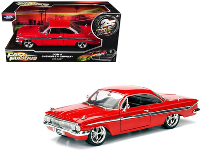 Dom's Chevrolet Impala Red "Fast & Furious F8: The Fate of the Furious" (2017) Movie "25 Years of Fast & Furious" Series 1/24 Diecast Model Car