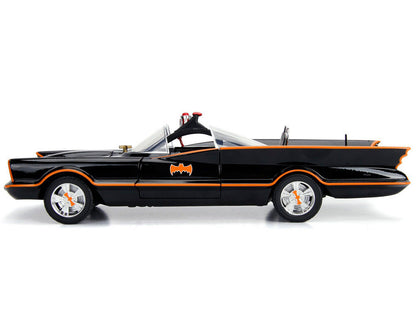Classic TV Series Batmobile with Working Lights, and Diecast Batman and Robin Figures "80 Years of Batman" 1/18 Diecast Model Car