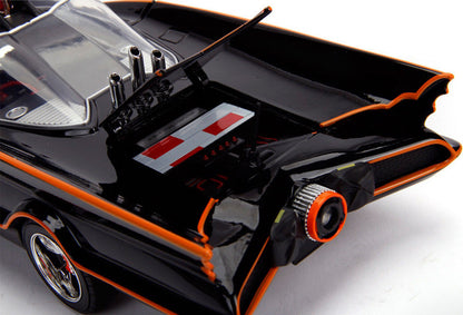 Classic TV Series Batmobile with Working Lights, and Diecast Batman and Robin Figures "80 Years of Batman" 1/18 Diecast Model Car