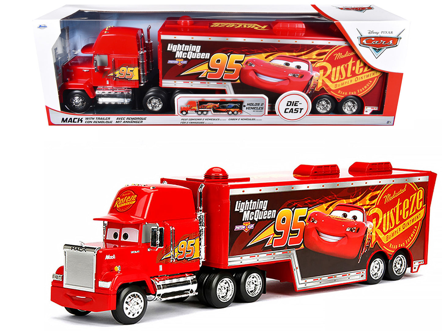 Mack Tractor Truck with Hauler Red "Disney & Pixar Cars" Movie "Hollywood Rides" Series Diecast Model Car
