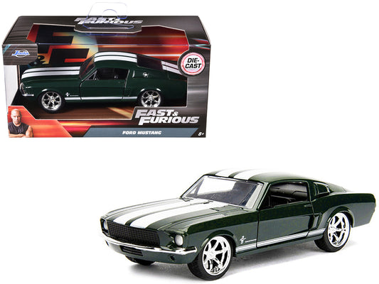 Sean's Ford Mustang Dark Green with White Stripes "Fast & Furious" Movie 1/32 Diecast Model Car